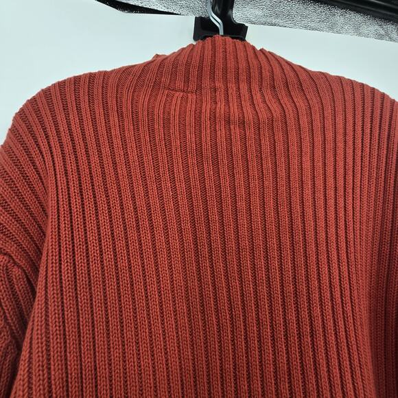 Vintage Y2K Fisherman Mock Neck Sweater Mens XL Tall Rust Cotton Ribbed Classic - Picture 9 of 9